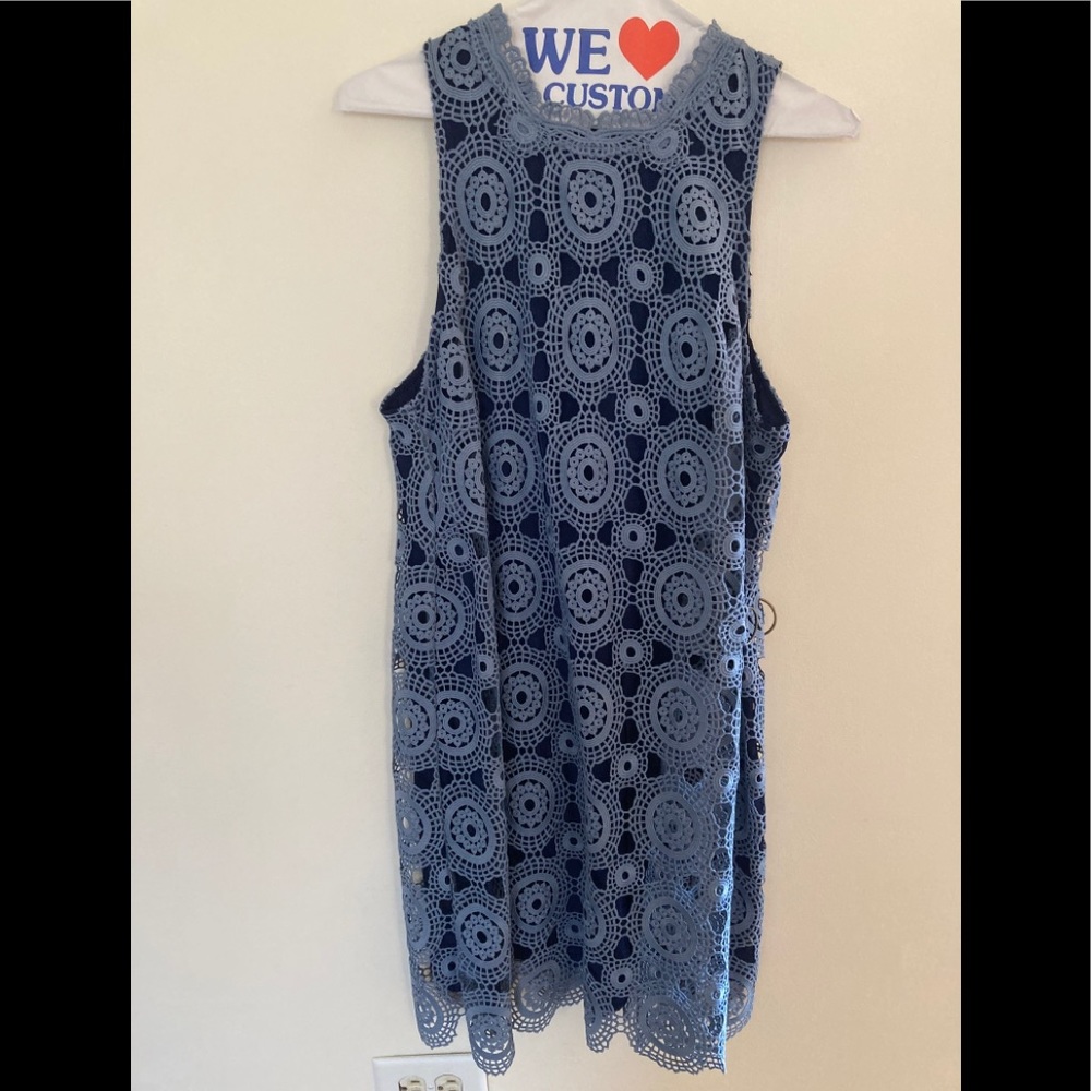 Free People Knit Overlaid Crochet Blue Dress .10